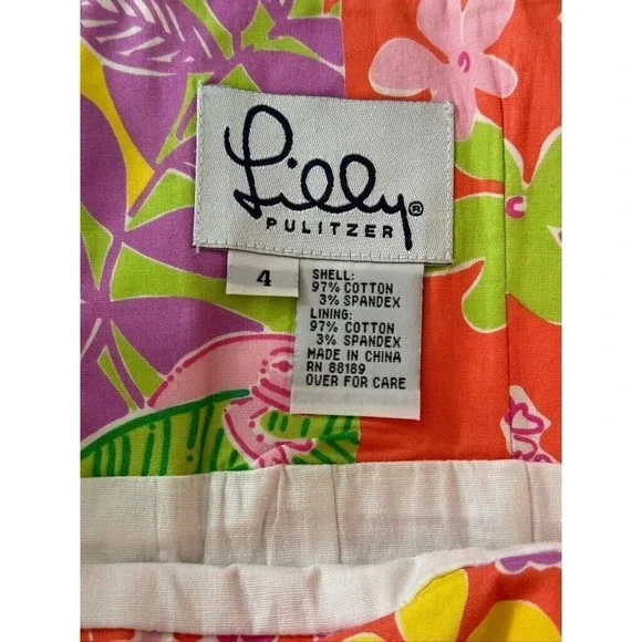 Lilly Pulitzer VTG 90s Dress 4 Fish Turtle Lemon Patchwork Sundress Babydoll - Picture 8 of 10